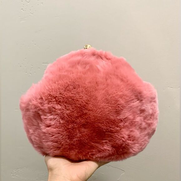 Handmade Real Rex Rabbit Fur Rhinestone Kisslock Wristlet/Crossbody/Evening Bag - Picture 12 of 16